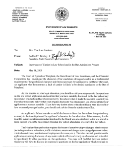 Importance of Candor in Law School and in the Bar Admissions