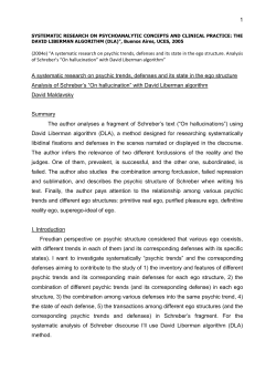 A systematic research on psychic trends, defenses and its