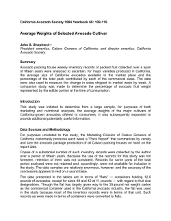 Average Weights of Selected Avocado Cultivar