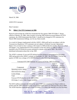 March 28, 2006 AESO STS Customers Dear Customer: Re: Rider C