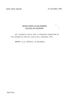 DRAFT PRESS RELEASE 24 September 1953 General Debate on