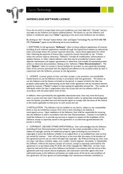 SAPIENCLOUD SOFTWARE LICENCE