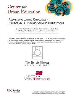 Addressing Latino Outcomes at California`s Hispanic