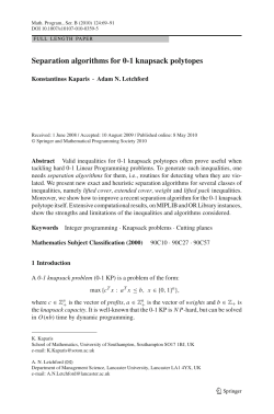 Separation algorithms for 0-1 knapsack polytopes | SpringerLink