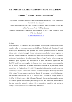 THE VALUE OF SOIL SERVICES FOR NUTRIENT MANAGEMENT