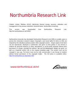 PhD Thesis Optimising Thermal Energy Recovery, Utilisation and