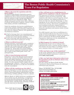 The Boston Public Health Commission`s Trans Fat Regulation