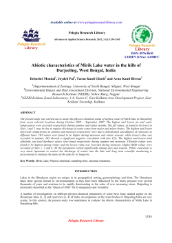 Abiotic characteristics of Mirik Lake water in the hills of