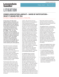Condo Association Lawsuit – Saved by Ratification