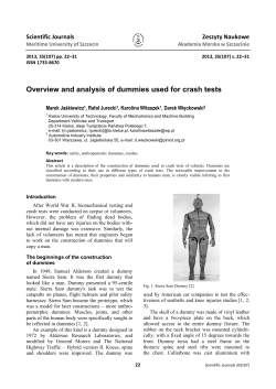 Overview and analysis of dummies used for crash tests