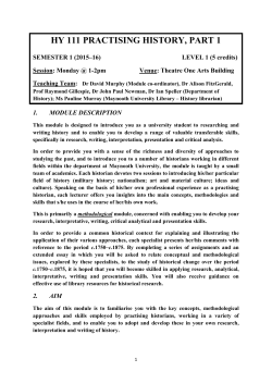 Practising history schedule of lecture sessions