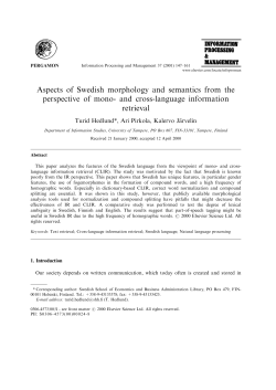 Aspects of Swedish morphology and semantics from the perspective