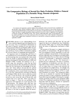 The Comparative Biology of Second Sex Ratio Evolution