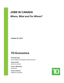 JOBS IN CANADA TD Economics
