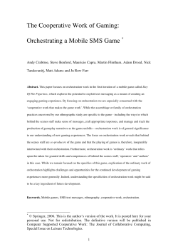 The Cooperative Work of Gaming