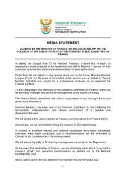 Media Statement - National Treasury