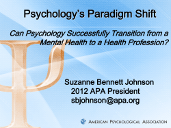Psychology`s Paradigm Shift - American Psychological Association
