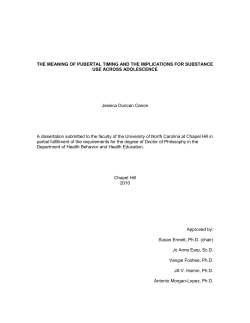THE MEANING OF PUBERTAL TIMING AND THE IMPLICATIONS