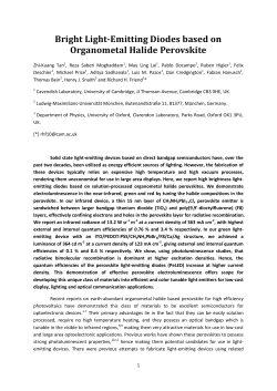 Bright Light-Emitting Diodes based on Organometal Halide Perovskite