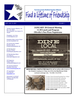 JANUARY 20 General Meeting 11:30 Lunch and Program Olivella`s