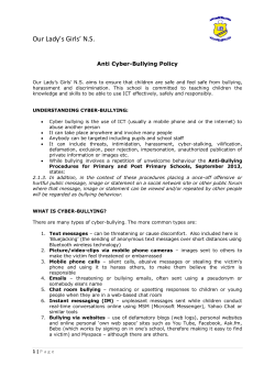 Anti-Cyber Bullying Policy - Our Lady`s Girls` National School