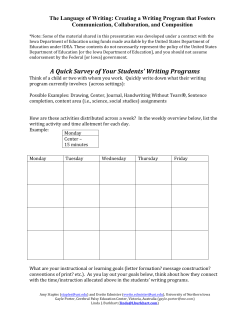 The Language of Writing: Creating a Writing