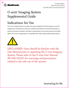 O-arm&reg; Imaging System Supplemental Guide Indications for Use