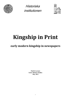 Kingship in Print early modern kingship in newspapers