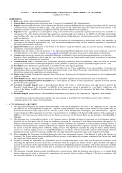 General Terms and Conditions of Term Deposits
