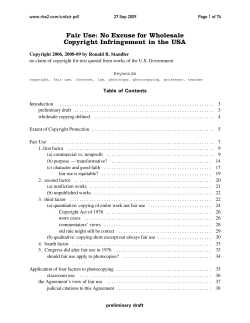 Fair Use: No Excuse for Wholesale Copyright Infringement in the USA