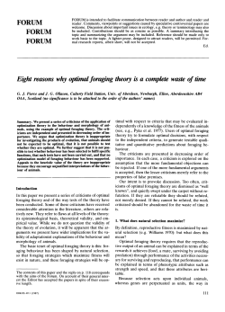 Eight Reasons Why Optimal Foraging Theory Is a Complete Waste