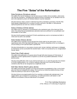 The Five &ldquo;Solas&rdquo;of the Reformation
