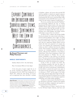 Export Controls on Intrusion and Surveillance Items
