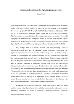 Humanism Questioned: On Sign, Language, and Value