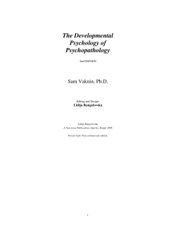 The Developmental Psychology of Psychopathology