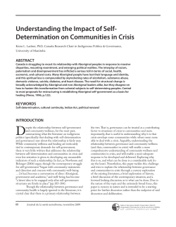 Understanding the Impact of Self- Determination on Communities in