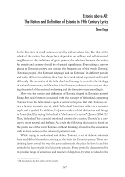 Estonia above All: The Notion and Definition of
