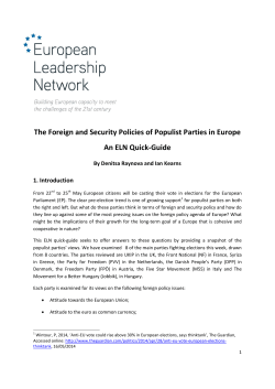 The Foreign and Security Policies of Populist Parties