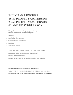 BULK PAN LUNCHES 10-20 PEOPLE $7.50/PERSON 21