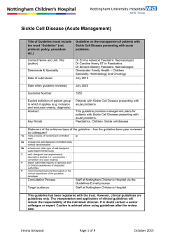 Sickle Cell Disease (Acute Management)
