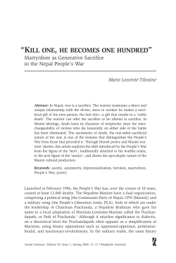 Martyrdom as Generative Sacrifice in the Nepal People`s War