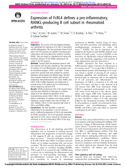 Expression of FcRL4 defines a pro-inflammatory, RANKL