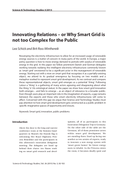 Innovating Relations &ndash; or Why Smart Grid is not too Complex for the