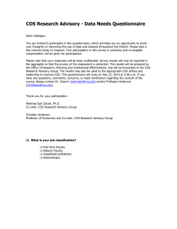 COS Research Advisory - Data Needs Questionnaire