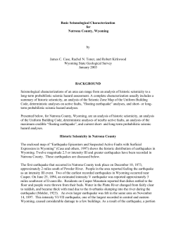 Basic Seismological Characterization for Natrona County, Wyoming