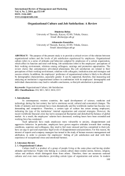 Organizational Culture and Job Satisfaction: A Review