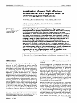 Investigation of space flight effects on Escherichia coli