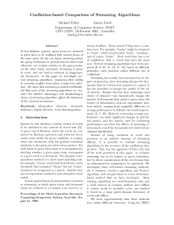 Con ation-based Comparison of Stemming Algorithms