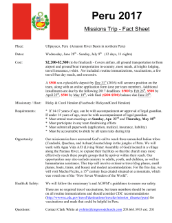peru info sheet - Kingwood Church