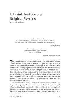 Editorial: Tradition and Religious Pluralism